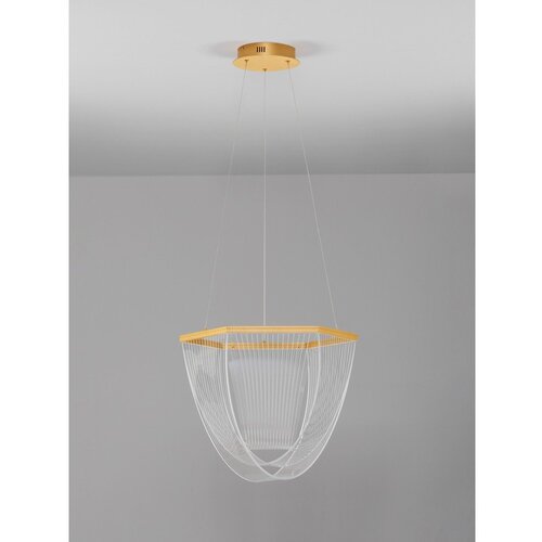 Nova Luce Aluminijasta LED zatemnitvena viseča svetilka v zlati barvi s senčilom iz akrilnega stekla &amp;oslash; 52 cm Valentin &amp;ndash; Slike