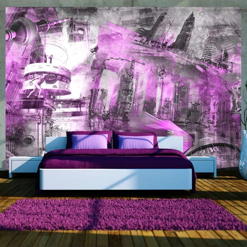  Tapeta - Berlin - collage (violet) 200x140