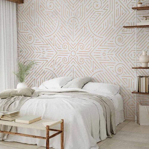  Foto tapeta - Geometric Pattern Shades of Gold and Marble Stone 500x350 Slike