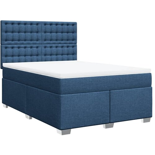 vidaXL Box spring postelja z vzmetnico modra 140x200 cm blago, (21310812) Cene