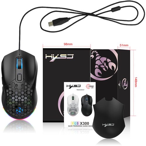 INF lahka žična igralna miška z 12 rgb osvetlitvijo, 6 nastavljivimi dpi, 7 gumbi black, (21562155) Cene