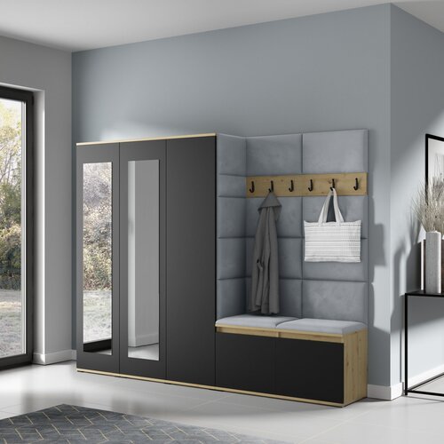 PKMebel Komplet za hodnik Emi 15 - artisan hrast/črn Slike