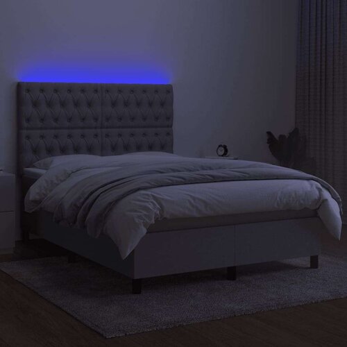  Krevet box spring s madracem LED svjetlosivi 140x190 cm tkanina Slike