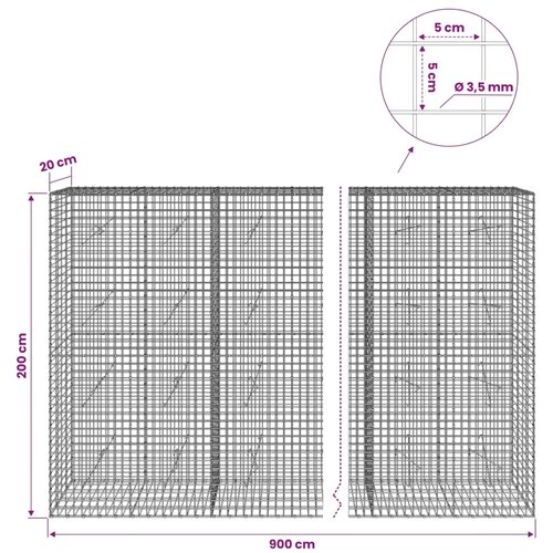  Gabion s žicom debljine 3 5 mm i mrežom 5x5 cm 900x20x200 cm - 20 cm 200 cm 900 cm Slike