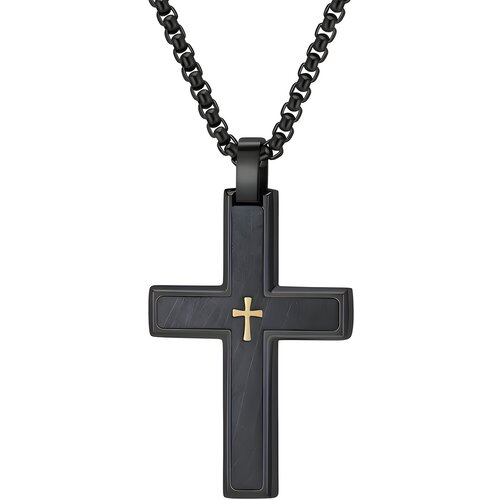 IZMAEL Mo&scaron;ka Veriga s Križem VQ-38807 - Črna / Zlata / 60cm Cene