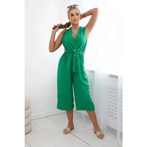 Kesi Jumpsuit with a tie at the waist with green straps