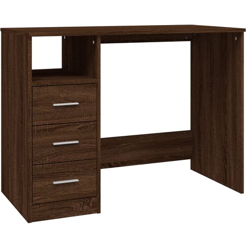 vidaXL Pisalna miza s predali rjav hrast 102x50x76 cm inženirski les, (20600987) Cene