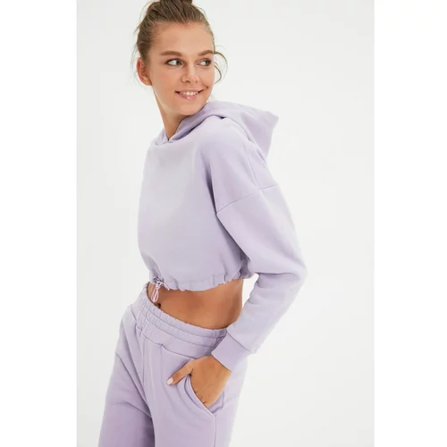 Trendyol Lilac Crop and Basic Jogger Knitted Tracksuit Set