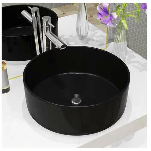  Keramični umivalnik okrogle oblike črne barve 40x15 cm