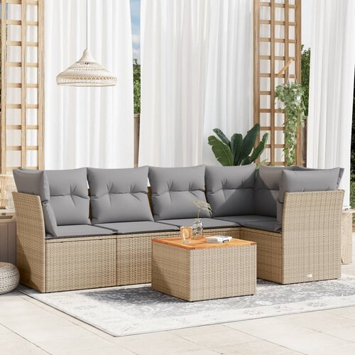 VidaXL 6-dijelni set vrtnih sofa s jastucima bež od poliratana Slike