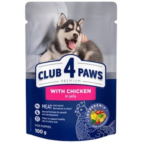 CLUB 4 PAWS Premium vlažna hrana za &amp;scaron;tence, Piletina u želeu, 100 g Slike