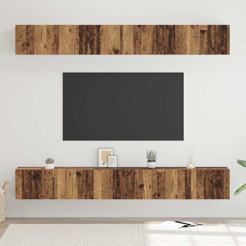 VidaXL Set TV komoda s policom s pohranom s vratima 6 pcs Staro drvo 60 x 30 x 35 cm Slike
