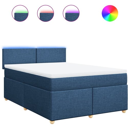vidaXL Box spring postelja z vzmetnico modra 140x190 cm blago, (21309186) Cene
