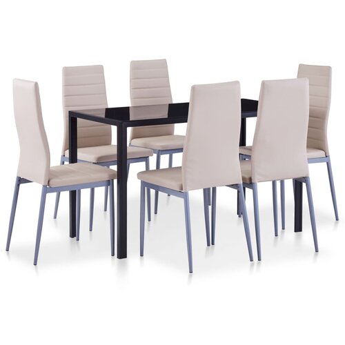 VidaXL sedmodijelni blagovaonski set boja cappuccina Slike