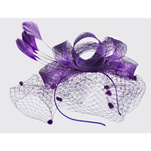 INF Elegantni klobuček s perjem in mrežico Purple, (21685587) Slike