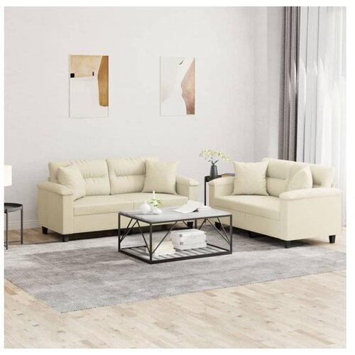 vidaXL 2-dijelni set sofa s jastucima krem od umjetne kože Cijene