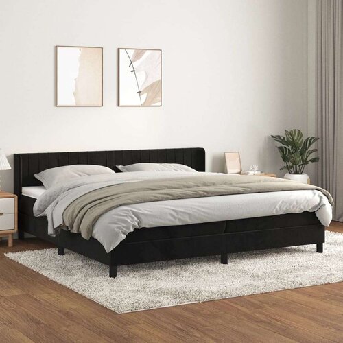  Box spring postelja z vzmetnico črna 200x200 cm žamet, (20791254) Slike