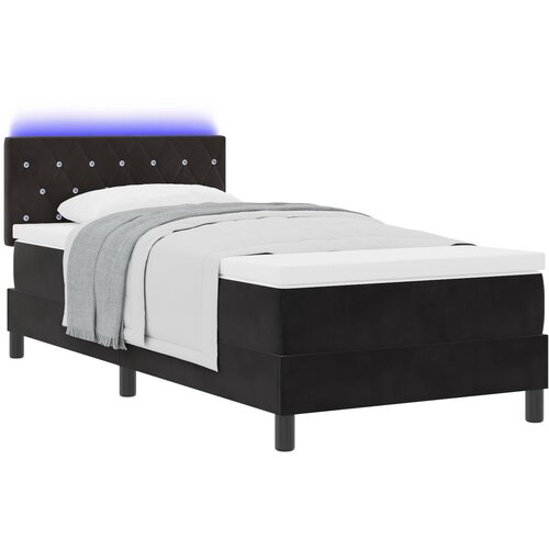 vidaXL Box Spring Krevet s Madracem & LED Crna 90x190 cm Baršun Cene