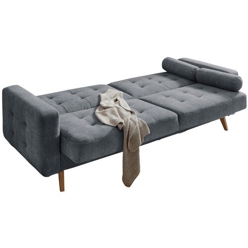 MID.YOU ZOFA S POSTELJNO FUNKCIJO, antracit tekstil, leseni material Slike