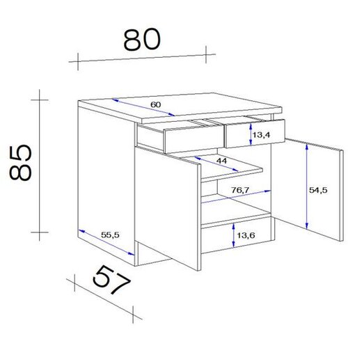 XXXL Kuhinjska Spodnja Omarica Samoa, Bela, Barva Hrasta Slike