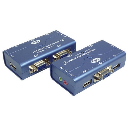 Kvm VGA svič CKL-72UA 2 ports USB + 2 cables USB - bandwidth 250MHz, 1920x1440p, with audio & microhpone, svič mode: push button / hotkey / mouse swich Cene