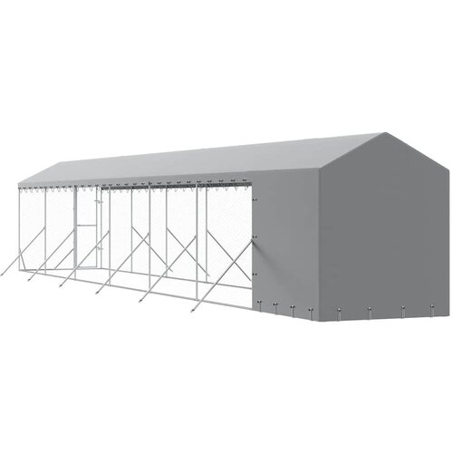  Vanjski kavez za pse s krovom srebrni 2x14x2,5m pocinčani čelik Slike