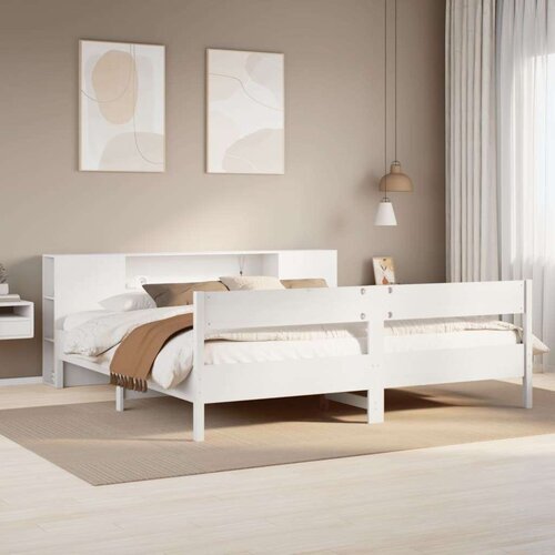  Krevet s regalom z knjige bez madraca bijeli 200x200cm borovina Cijene