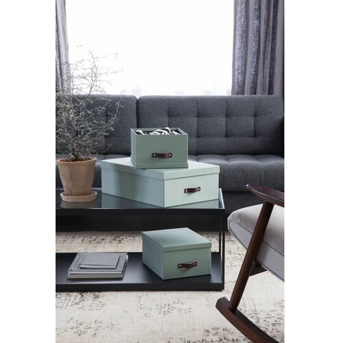 Bigso Box of Sweden Mentolno zelene kartonaste &amp;scaron;katle s pokrovom za shranjevanje v kompletu 3 ks 31x47x15 cm Inge &amp;ndash; Slike