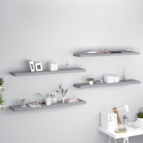 VidaXL Stenske police 4 kosi sive 120x23,5x3,8 cm MDF Slike