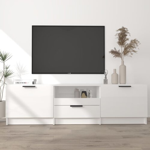 vidaXL TV omarica visok sijaj bela 140x35x40 cm konstruiran les Cene