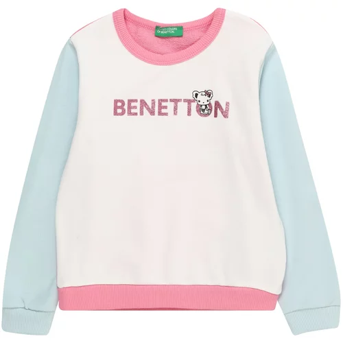 United Colors Of Benetton Sweater majica svijetloplava / svijetloroza / crna / bijela