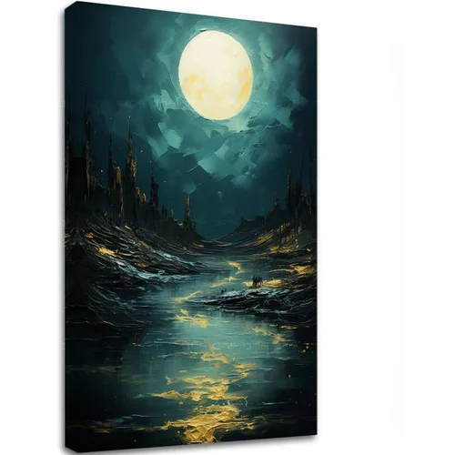  Sodoben stenski dekor Luna nad skrivnostnimi skalami - PREMIUM ART ()