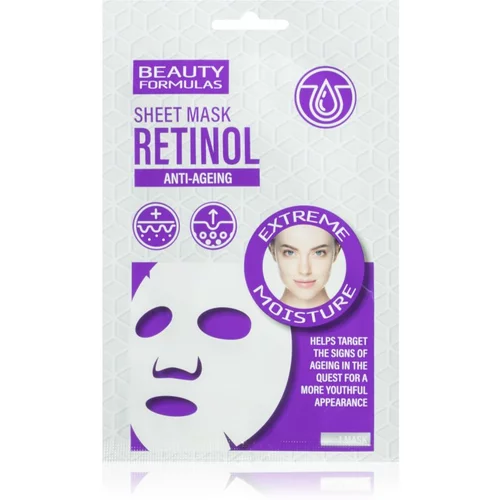 Beauty Formulas Retinol maska iz platna proti staranju kože 1 kos