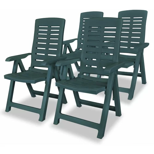 vidaXL Nastavljivi vrtni stoli 4 kosi plastika zelene barve