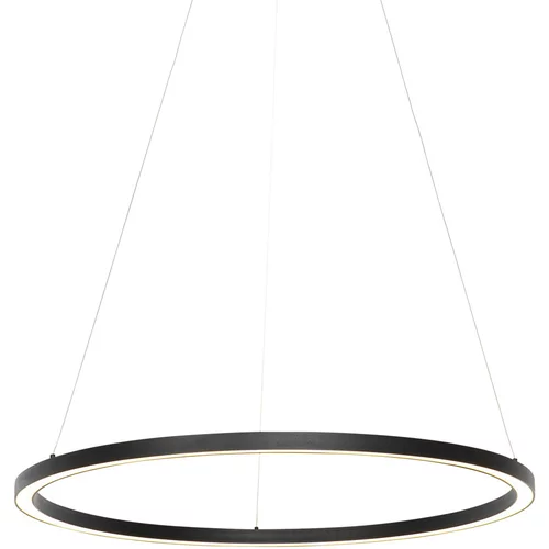 QAZQA Pametna viseča svetilka črna 80 cm z LED zatemnitvijo v Kelvin - Anello