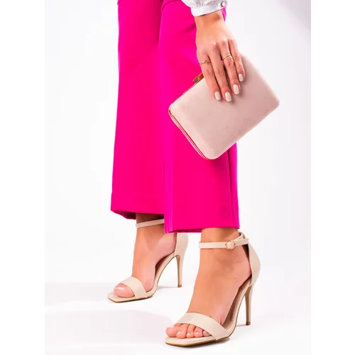 SHELOVET Beige women's stiletto heel sandals
