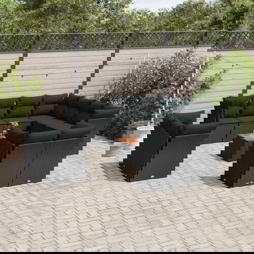vidaXL 12-dijelni set vrtnih sofa od poliratana s jastucima crni Cijene