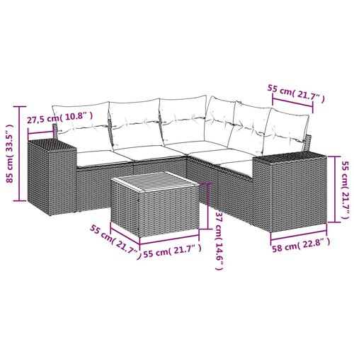  6-dijelni set vrtnih sofa s jastucima bež od poliratana Slike