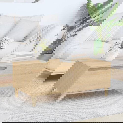 vidaXL Klubska mizica sonoma hrast 90x50x36,5 cm inženirski les Cene
