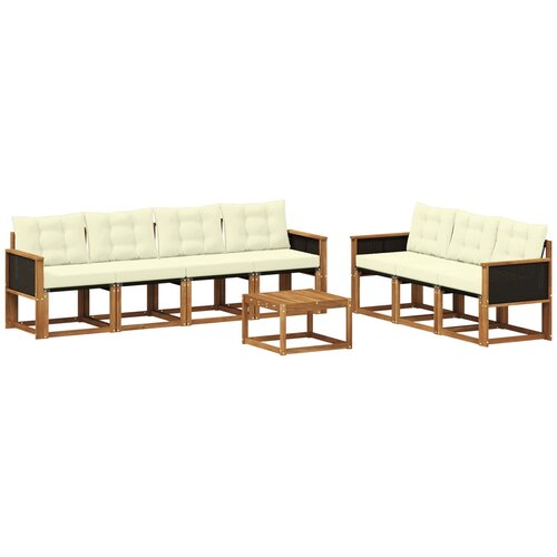 vidaXL Zunanja garnitura za sedenje z blazino 8 pcs Naravna in smetana, (5000273578) Cene