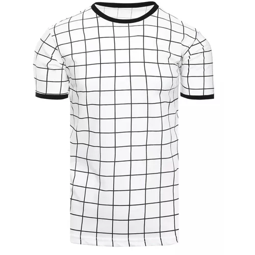 DStreet Men's white checkered T-shirt RX4935