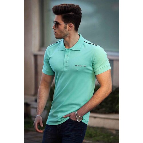 Madmext Men's Turquoise Polo Neck T-Shirt 4558 Slike