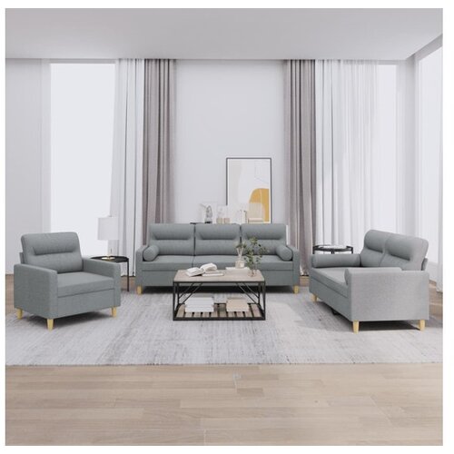 vidaXL 3-dijelni set sofa s jastucima svjetlosivi od tkanine Cijene