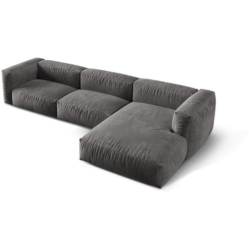 Micadoni Siva kotna sedežna garnitura iz tkanine boucl&amp;eacute; (desni kot) Martina &amp;ndash; Home Slike