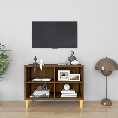 TV ormarić s nogama od masivnog drva 69,5x30x50 cm boja hrasta Cijene