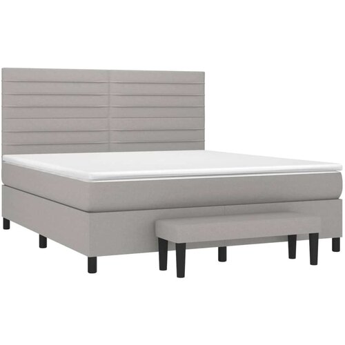  Krevet box spring s madracem svjetlosiva 160x200 cm tkanina Slike