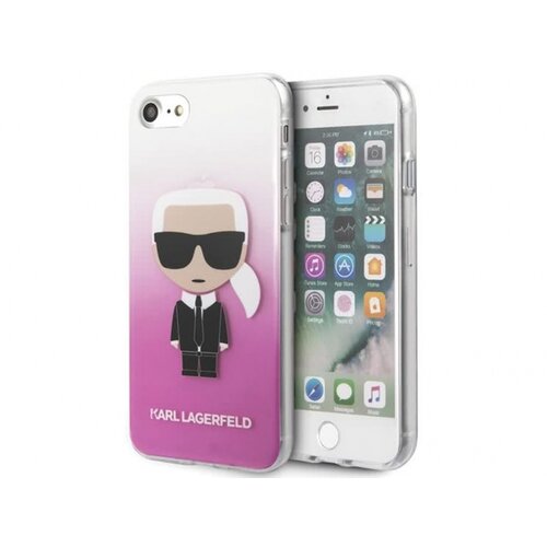 Karl Lagerfeld Originalen ovitek KLHCI8TRDFKPI za iPhone 7 / 8 / SE 2 (2020) prozorno pink trda za&amp;scaron;čita - Karl Full Body Iconic Slike