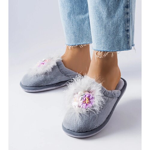 Gemre Gray warm slippers with flowers Moly Cijene