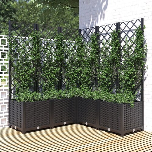 vidaXL Cvetlično korito z oporno mrežo črno 120x120x136 cm PP Cene