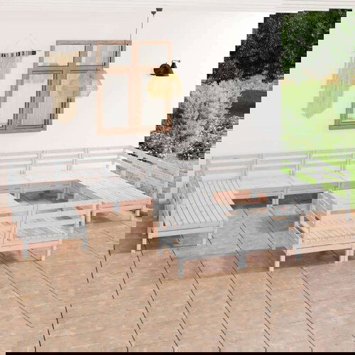  Vrtna jedilna garnitura 13-delna bela trdna borovina, (20675976) Cene